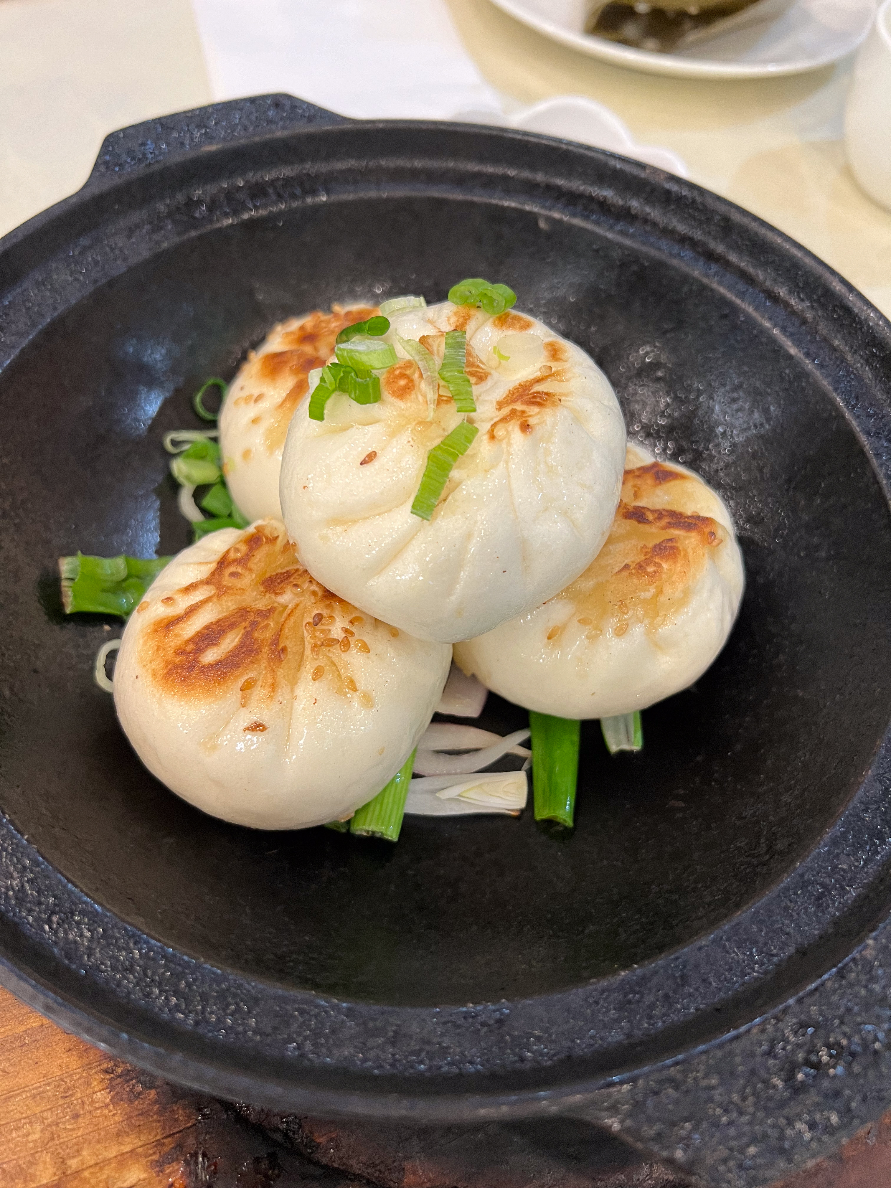 Pan fried steamed buns